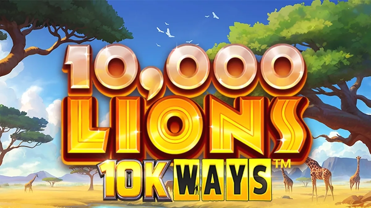 Tampilan visual slot 10,000 Lions 10K Ways dengan tema alam liar